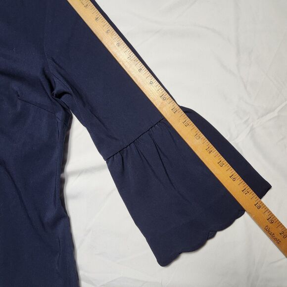 J McLaughlin Womens 6 Elle 3/4 Bell Sleeve Scalloped Hem Dress Navy - Picture 8 of 9